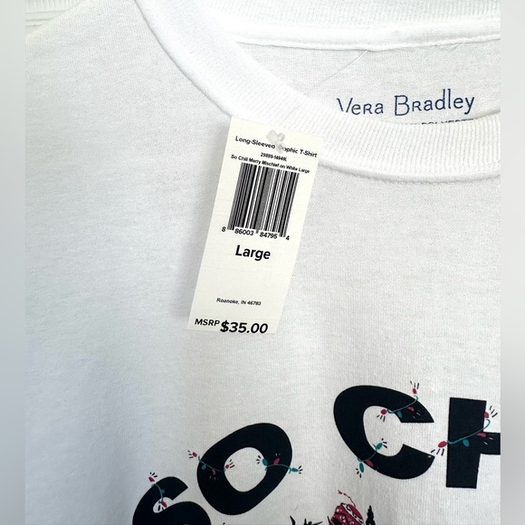 Vera Bradley “So Chill” Long Sleeve Graphic Tee | Holiday Reindeer | NWT |Size L - Picture 6 of 11